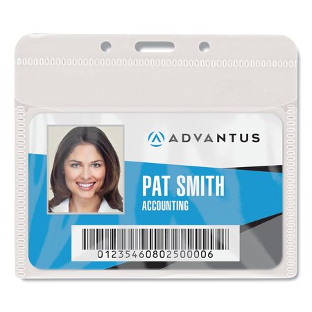 ADVANTUS Badge Holder, Clear, Horizontal, PK50 AVT-75603